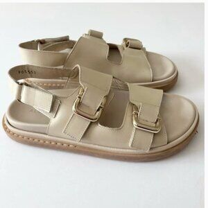 ALOHAS Harper Leather Slingback Buckled Sandal Cream Size 41 US 10